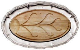 Servierplatte oval mit Schneidbretter (Kirschholz)
