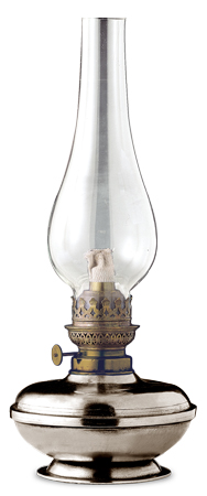Kerosene lampe, grå, Tinn og Glass, cm h 30
