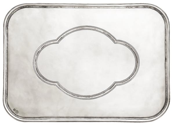 Dekketallerken, grå, Tinn, cm 39x29