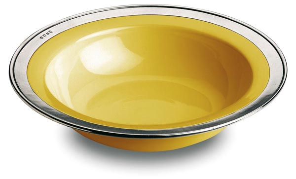 Pastasalat tallerken med tinnkant, grå og gul, Tinn og Keramikk, cm Ø 30