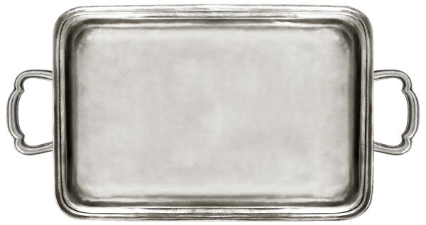Serveringsbrett med håndtak, grå, Tinn, cm 33 x 22