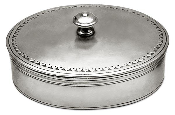 Oval lidded box, grey, Pewter, cm 11.5 x 9