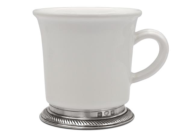 White mug, grey and White, Pewter and Ceramic, cm h 10