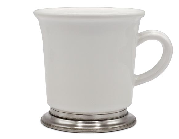 Cana de cafea, gri și alb, Cositor și Ceramice, cm h 10